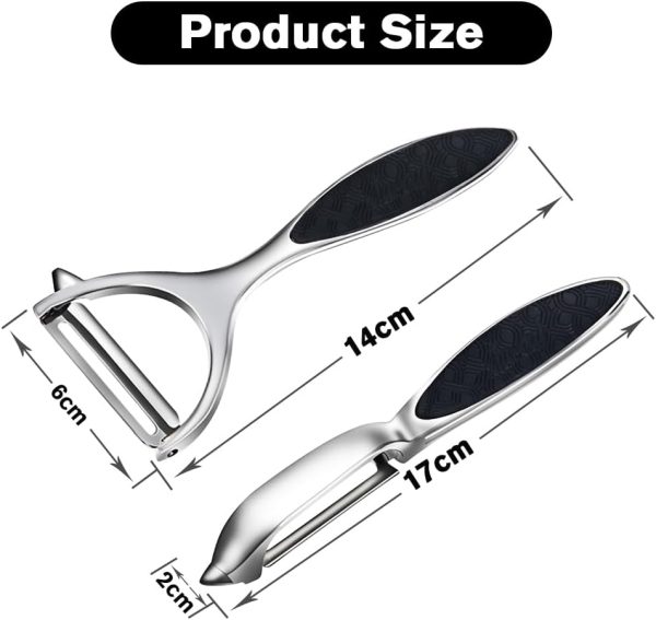Vegetable Peeler, Potato Peelers for Kitchen Stainless Steel Multi-function Set Fruit Peeler For Kitchen and Household Tools Y & I Shape Swivel Blades with ​2 Orange Citrus Peelers