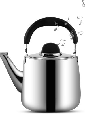 Tea Kettle,Whistling Tea kettle for Stove Top,2 QT Stainless Steel Teapot,Induction Tea Kettle Pot for Stovetop (1.9 L,Silver)