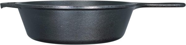 Cast Iron Deep Skillet, 3 Quart, Black