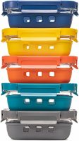 Glass Food storage container with Glass lids Glass Bento Box Set Lunch box Eco Friendly Meal Prep Containers Airtight – Plastic Free, silicon sleeve BPA Free 4.4cup/ 5 * 1050ml