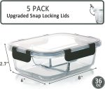 [5-Pack, 36 oz] Glass Meal Prep Containers 3 Compartment with Lids, Glass Lunch Containers,Food Prep Lunch Box,Bento Box,Microwave, Oven, Freezer, Dishwasher (4.5 Cups)