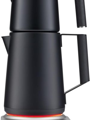 Turkish Tea Maker Machine Pro, Electric Double-Pot Teapot 1.75L 120V, 120 Min Keep-Warm, Stainless Steel BPA-Free, Auto Shut-Off & Boil-Dry, LED Brew Ring, Matte Black