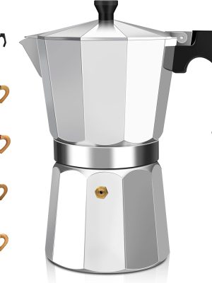 2 Cup Aluminum Espresso Stovetop  Pot Express Coffee Maker Percolator Italian Classic Mocha Coffee Machine for Italian and Cuban Cafe Brewing for Home & Camping 100ml 3.3oz