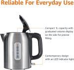 1.1Qt (1L) Electric Kettle, Tea Kettle & Water Boiler, with Auto Shut-Off, Boil Dry Protection, High-Safety  Thermostat, BPA-Free, 1500W, Stainless Steel, New Model, Black & Silver