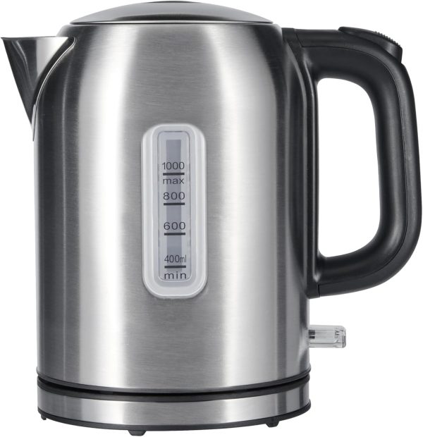 1.1Qt (1L) Electric Kettle, Tea Kettle & Water Boiler, with Auto Shut-Off, Boil Dry Protection, High-Safety  Thermostat, BPA-Free, 1500W, Stainless Steel, New Model, Black & Silver