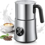 Milk Frother, 4 in 1 Milk Frother and Steamer, Automatic Warm and Cold Foam Maker, Hot Chocolate Maker, Electric Frother for Coffee, Cappuccino, Latte, Choc, Silver