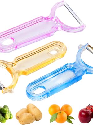 3-Pack Vegetable Peelers for Kitchen,Safe Veggie Peeler Set for Potato Apple Carrot Fruit Zucchini Cucumber Peeler Sharp Potatoes Peelers Bulk with Non-Slip Handle (3, Pink/Blue/Yellow)