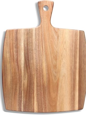 Large Acacia Wood Cutting Board with Handle 17"x13" Big Wooden Charcuterie Boards Butcher Block Meat Cutting Boards for Kitchen Decor Bread Cheese Serving Platter Thick Teak Chopping Board Food Tray